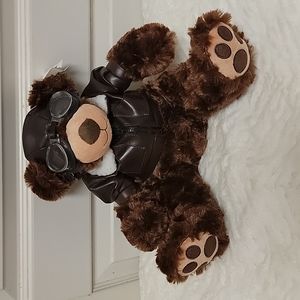 Teddubear fighter pilot with Google and faux leather jacket